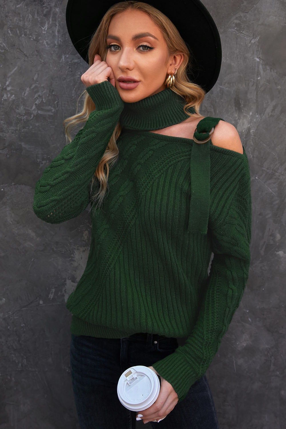 Women's Strapped Turtleneck Sweater