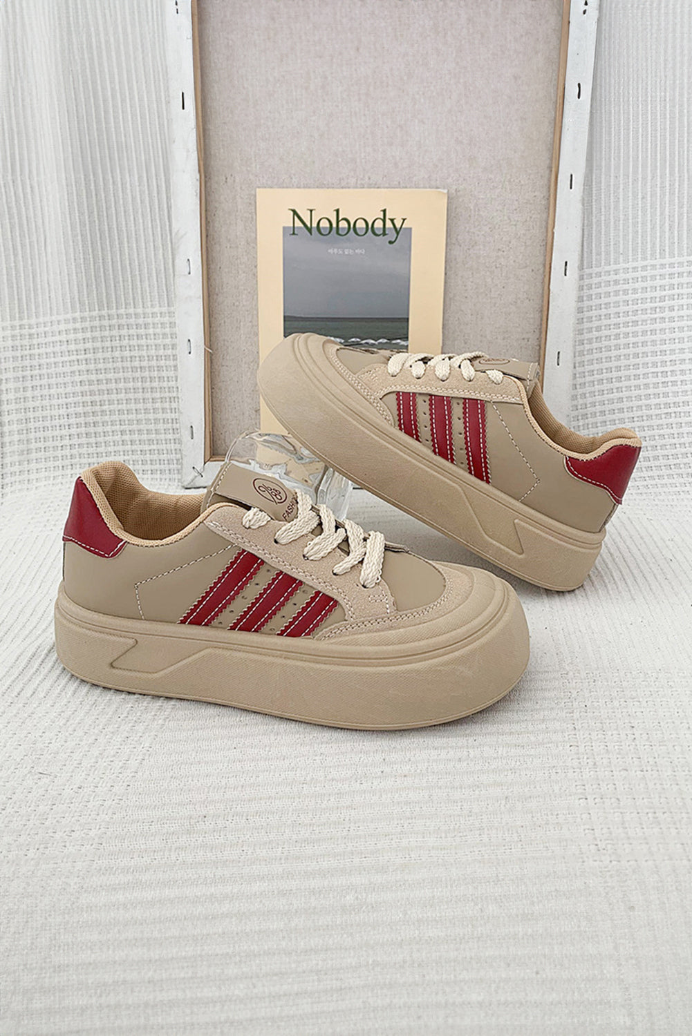 Leather Retro PU Lace-up Thick Sole Everyday Shoes
