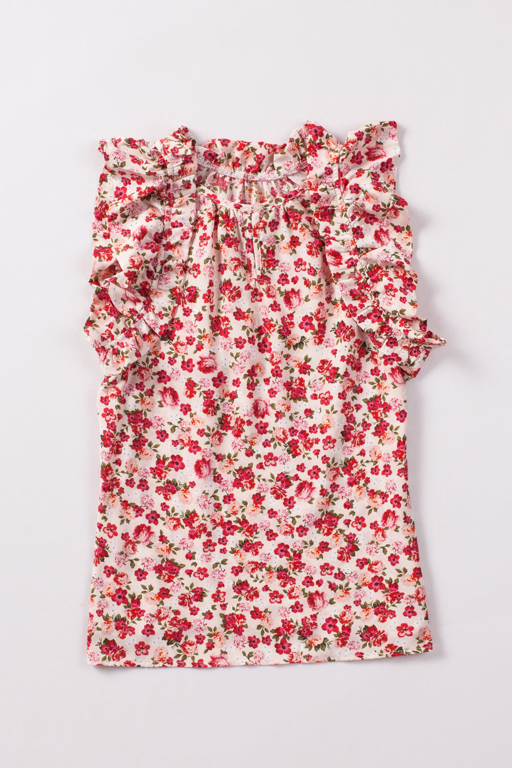 Top for Women Ruffle-Trimmed Mock Neck Sleeveless