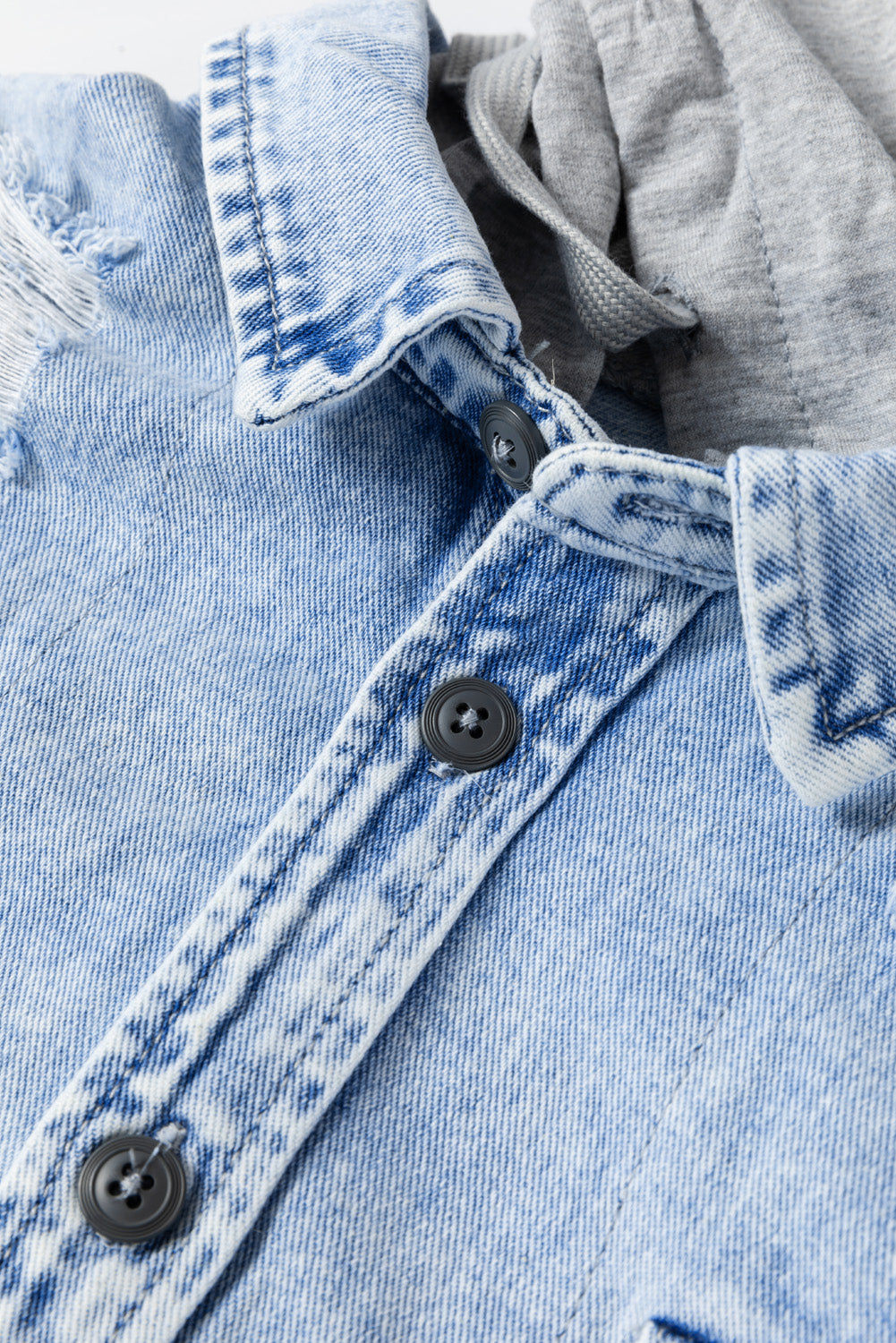 Relaxed-Fit Contrast Hooded Denim Jacket