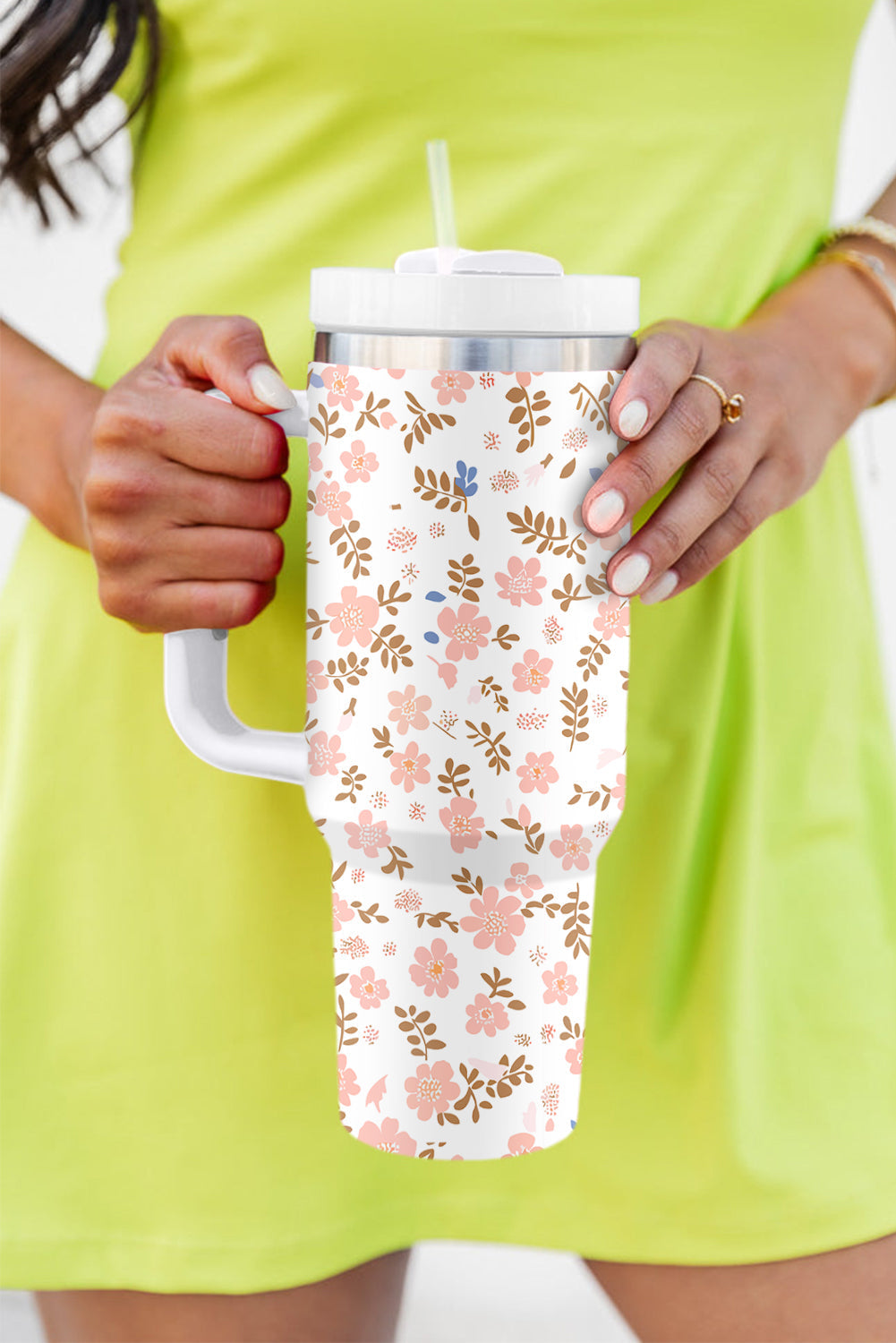Cute Flower Print Large Stainless Steel Tumbler 40oz
