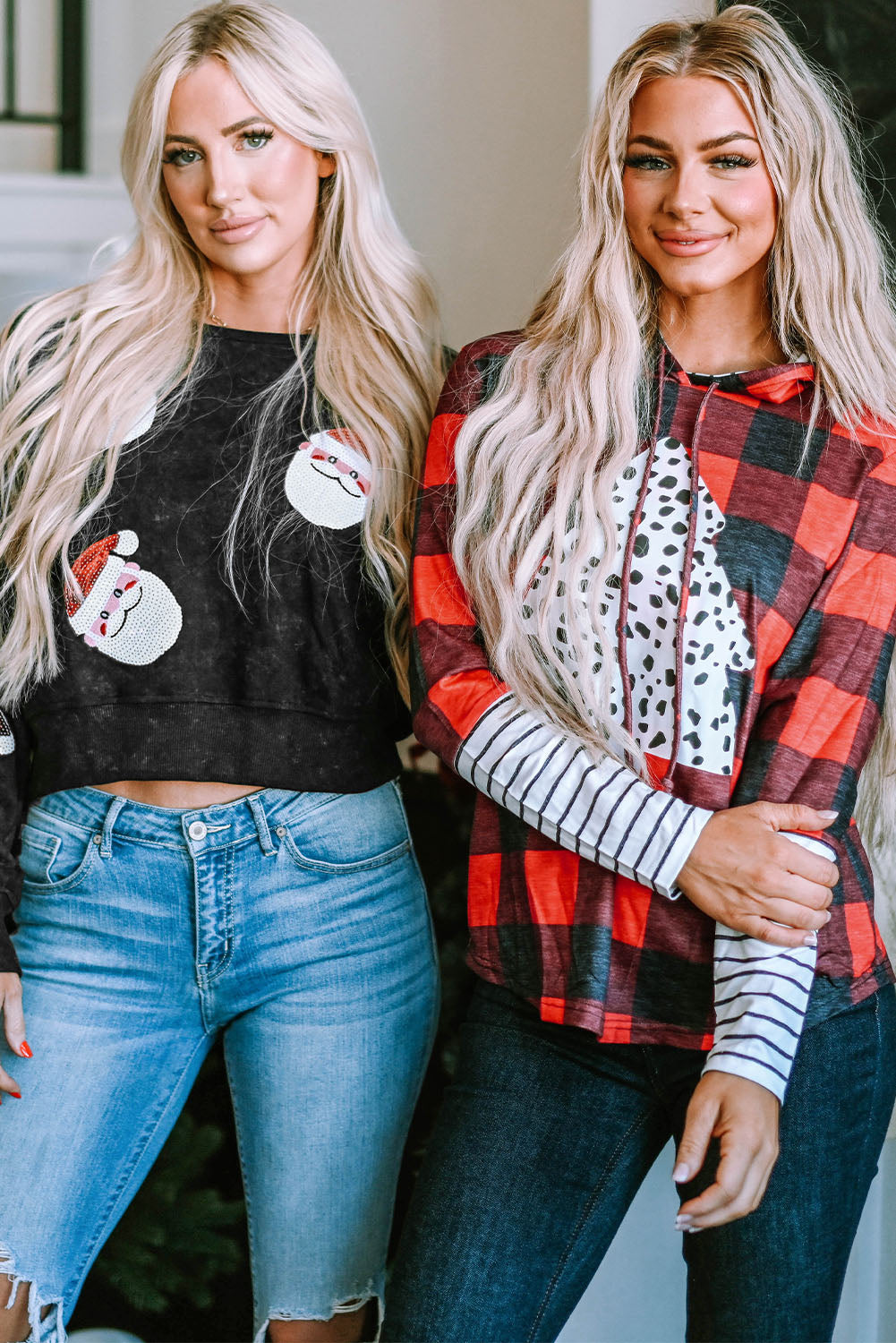 Women's Santa Claus Graphic-Print Cutout Sweatshirt