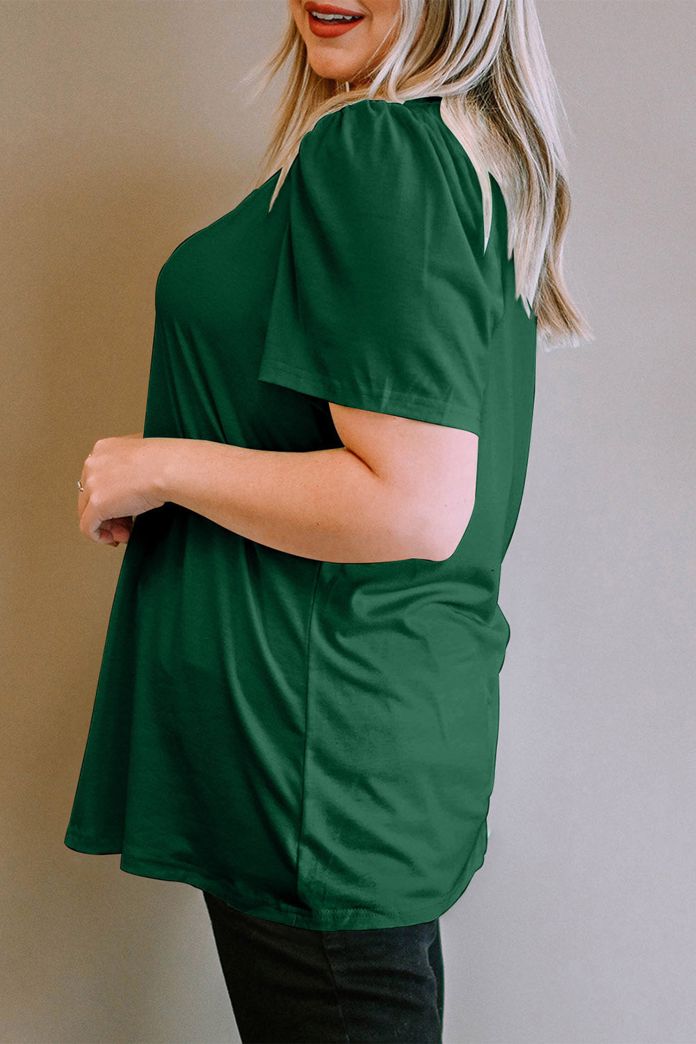 Top for Women Plus Size Ruched Shoulder