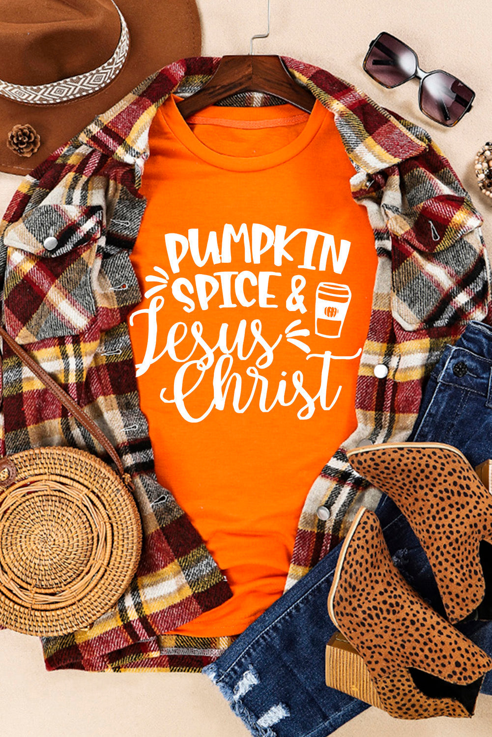 Women's T-shirt with PUMPKIN SPICE & Jesus Christ Graphic-Print