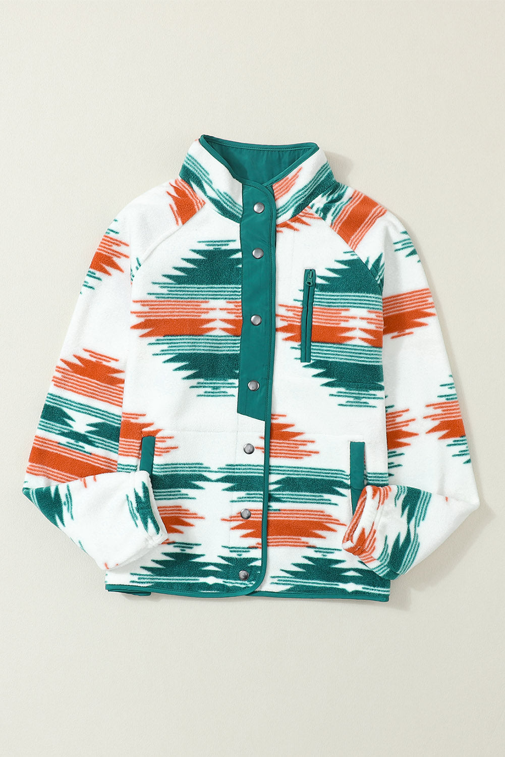 Jacket: Western Aztec Snap Button-Front Fleece-Lined