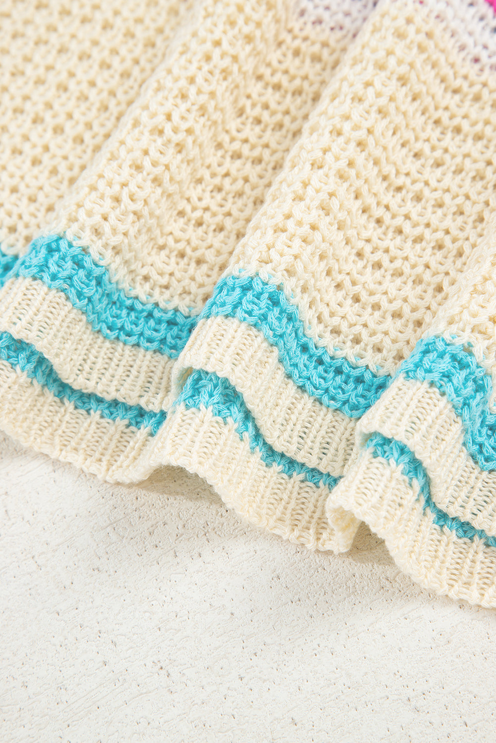 V-Neck Textured Knit Knit Top Vest
