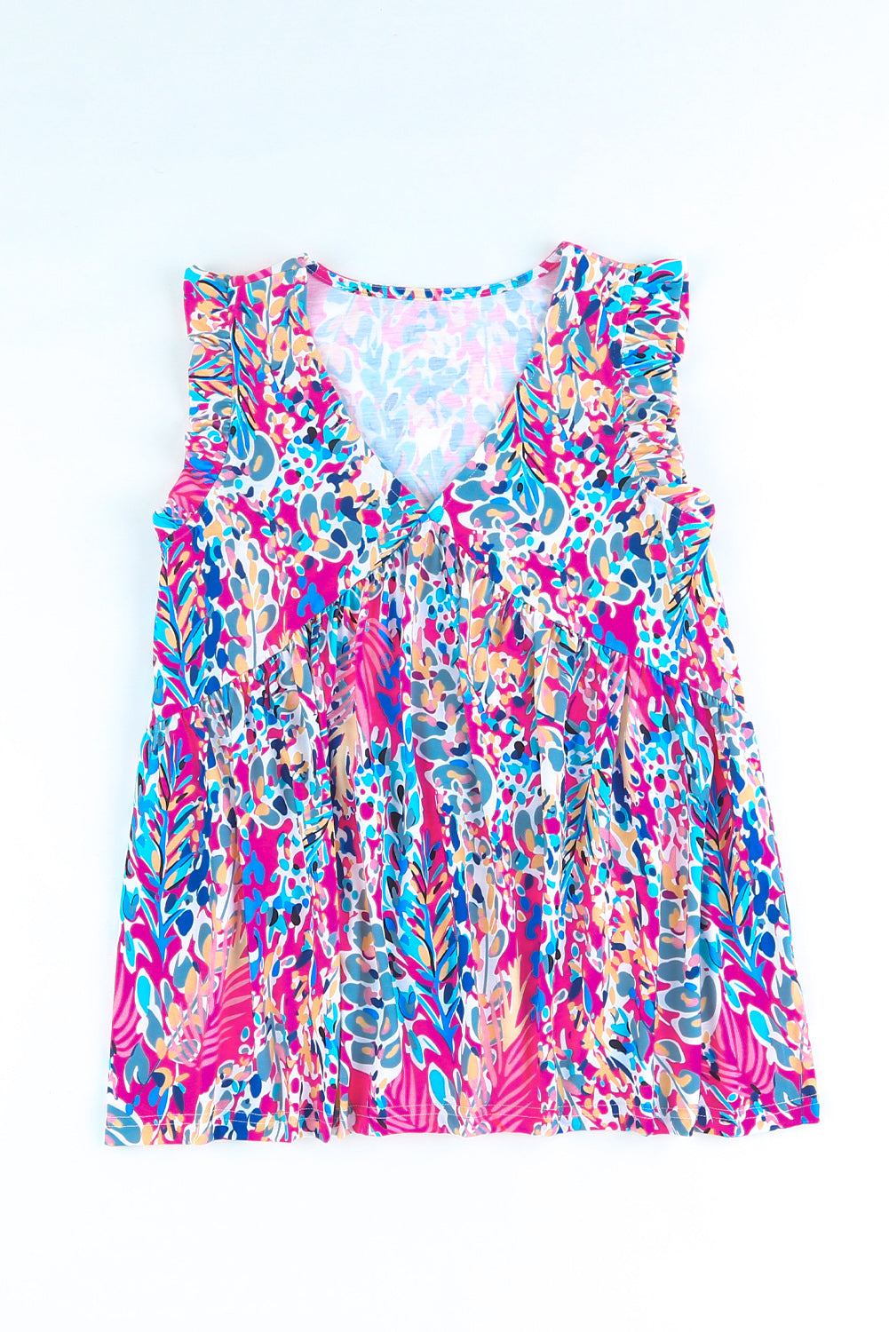 Women's Tank Top with Bohemian Pattern Flounce