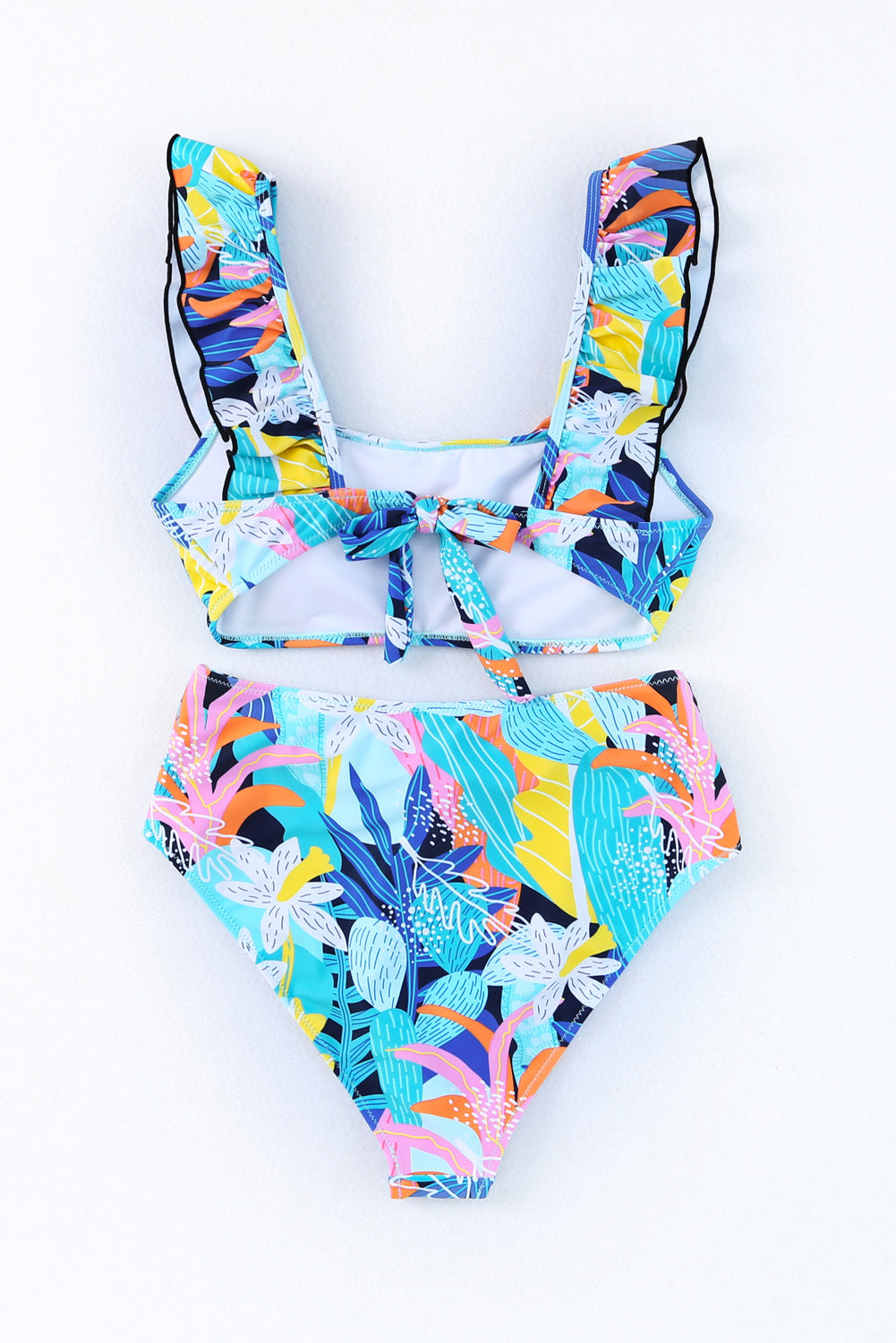 Women's Swimsuit with High-Rise Ruffle-Trimmed Tie