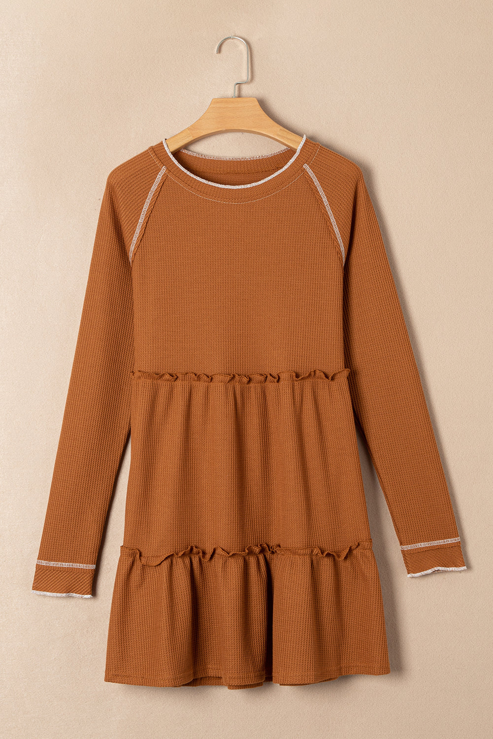 Women's Mini Dress with Textured Long-Sleeve