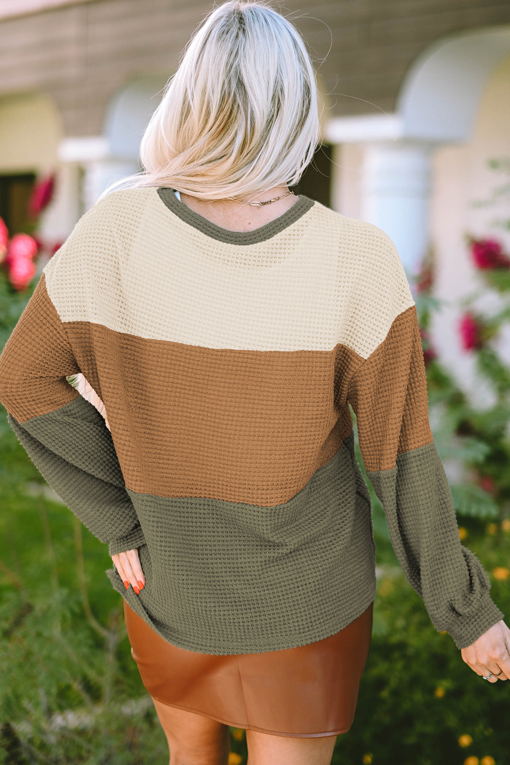 Women's Top Featuring Textured Bubble Sleeve Baggy