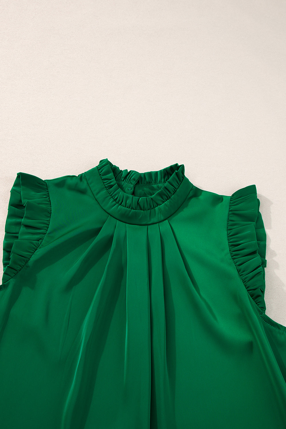 Women's Top with Trim Sleeveless Mock Frill-Trimmed