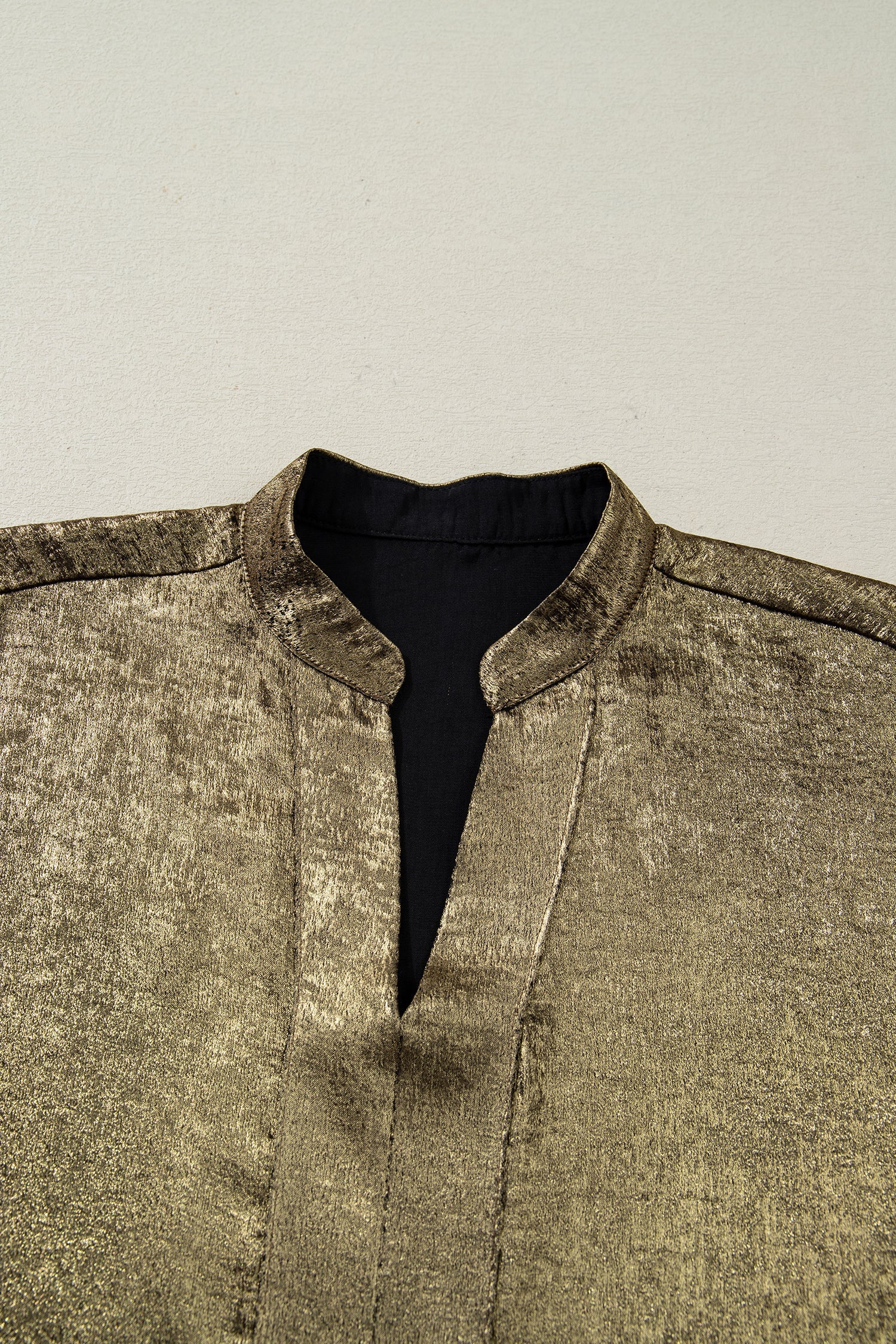 Metallic Half Split Neck Sleeve Blouse