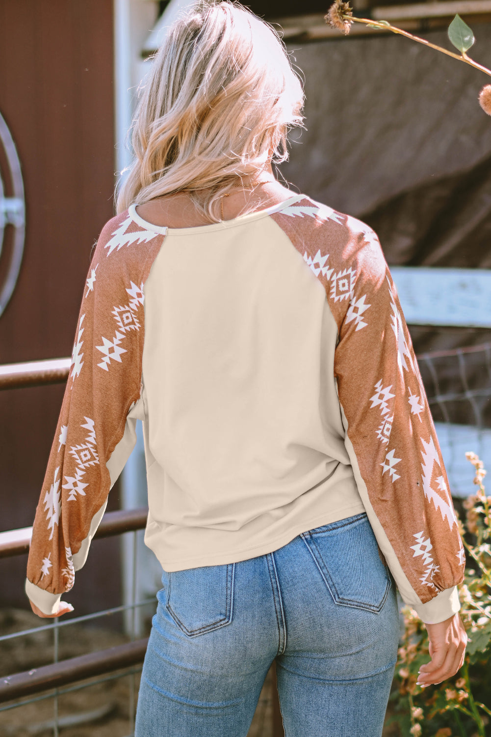 Women's Long-Sleeve Western Patch Top