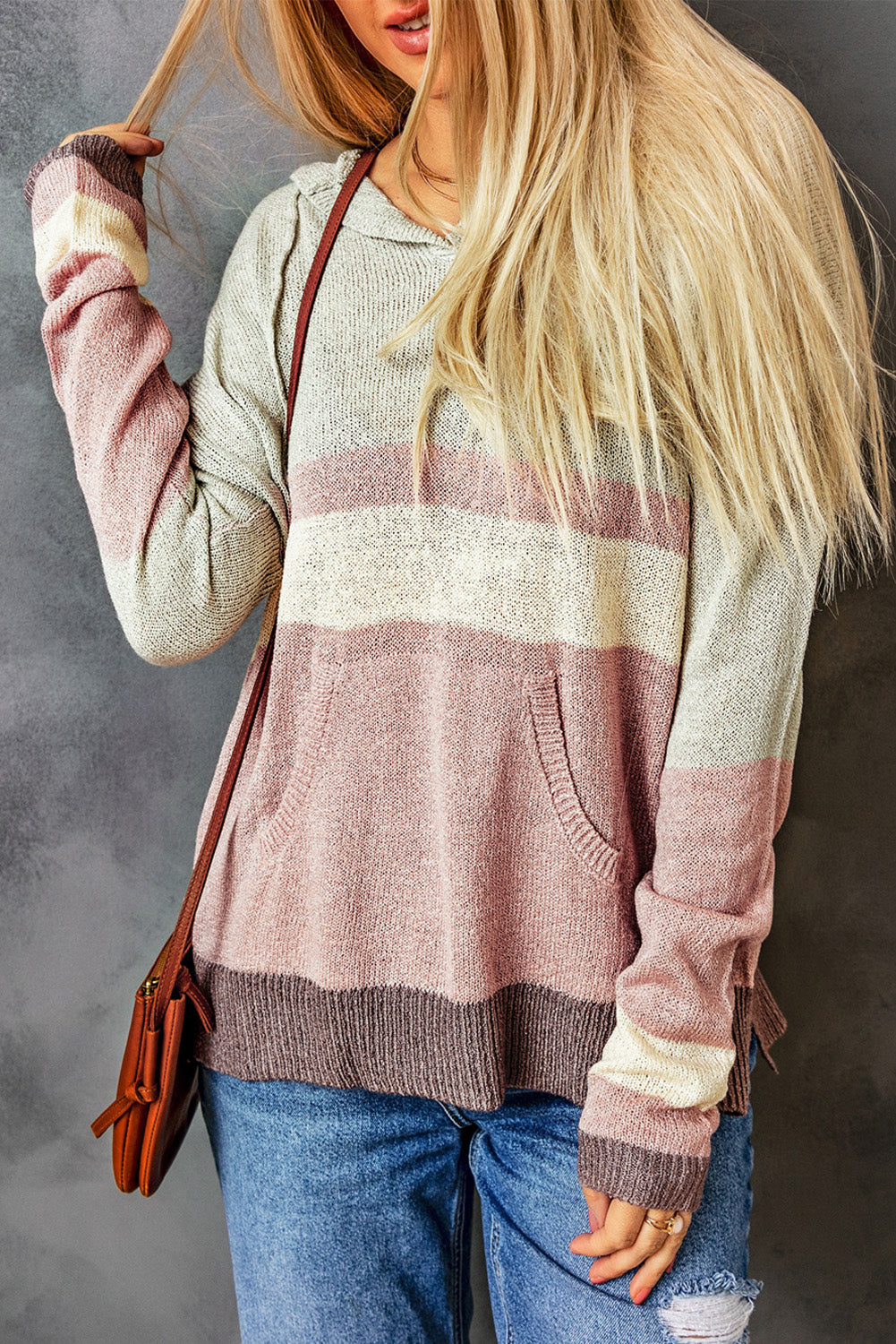 Women's Hooded Sweater Featuring Knitted Kangaroo