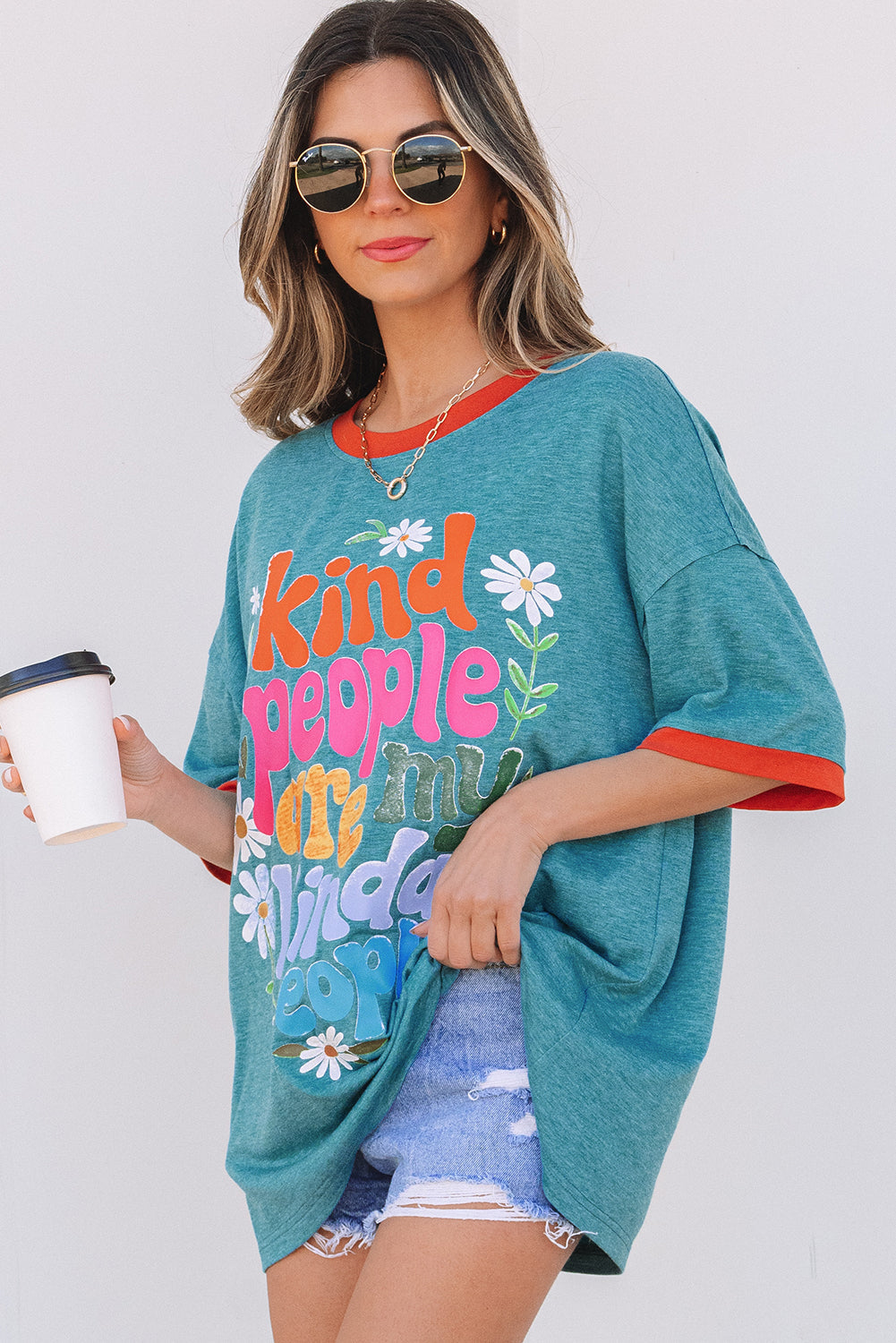Kind People are My Kind People Graphic Oversized Tee