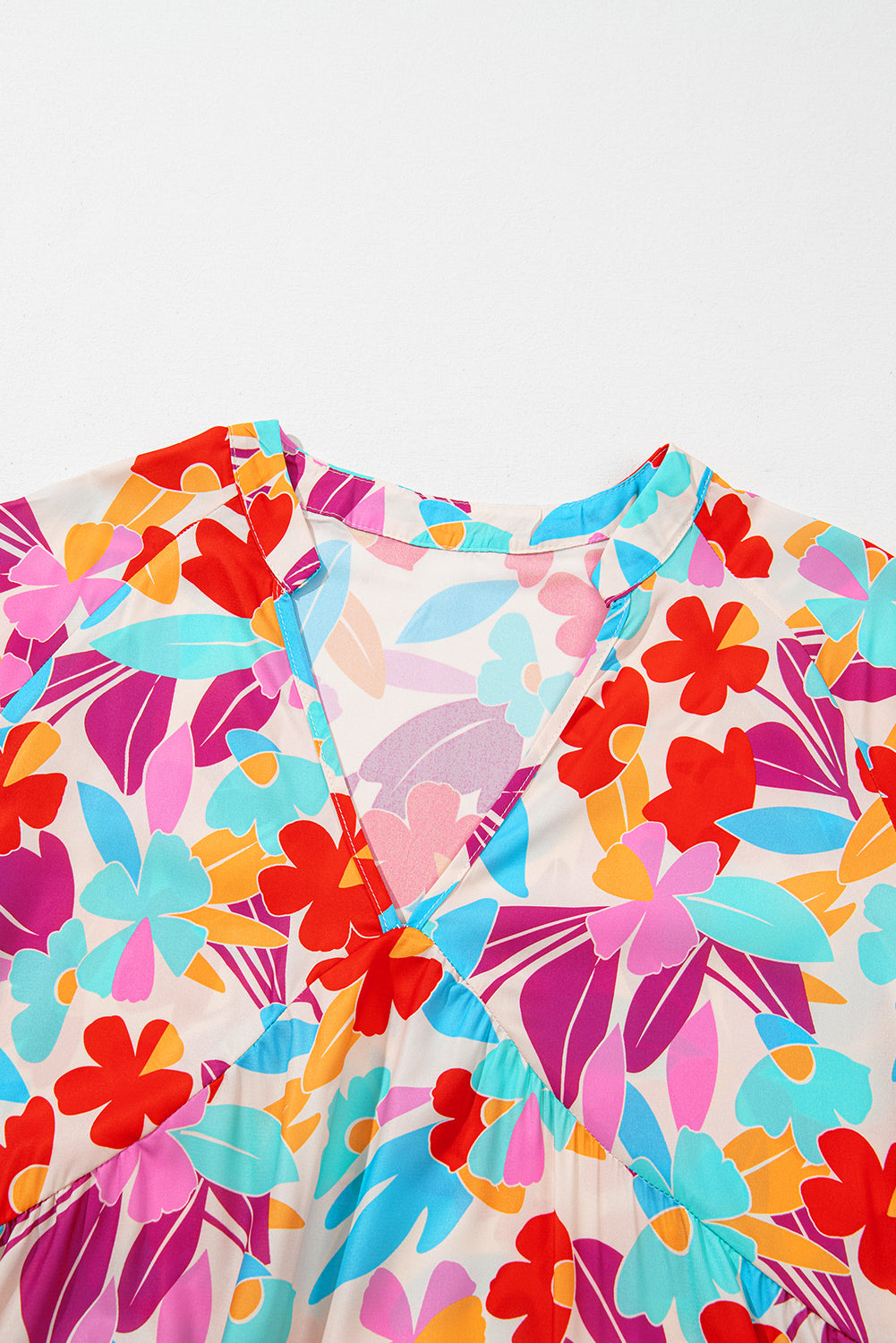 Women's Dress with Plus Floral-Print Layered V Neck