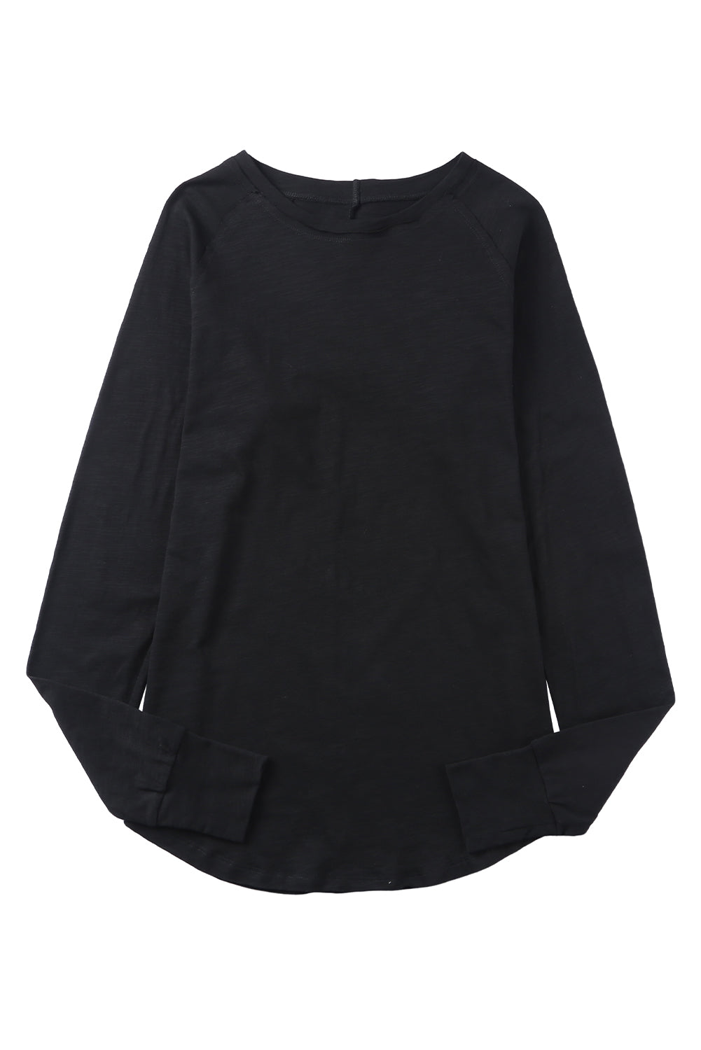 Top for Women Solid Crew Neck Long-Sleeve