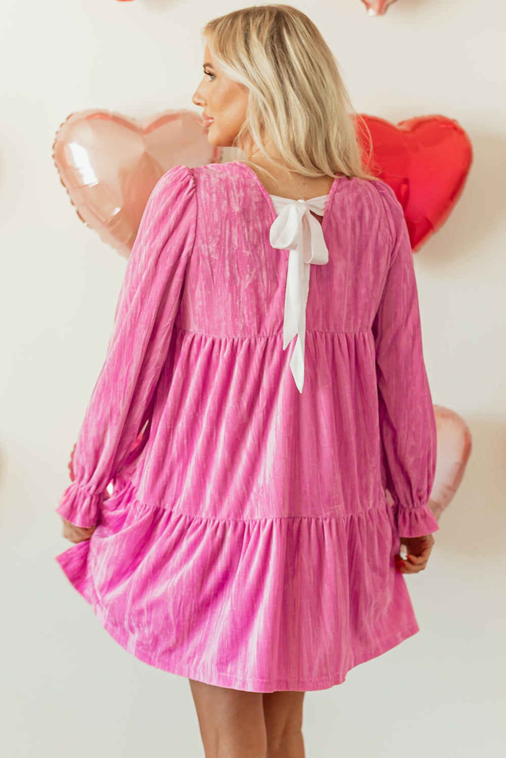 Flounce Sleeve Tiered Ruffled Velvet Mini Dress