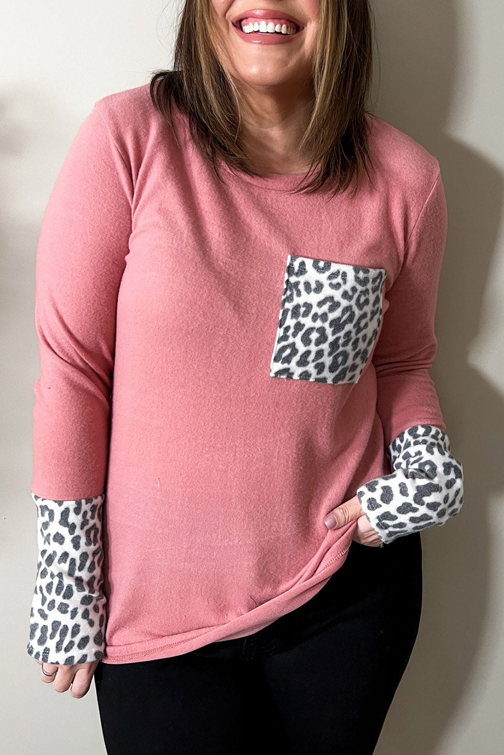 Women's Plus Size Cuffs Brushed Top