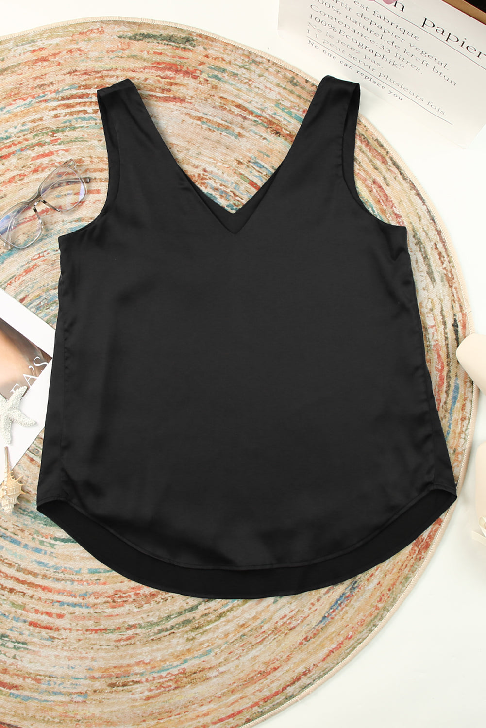Women's Tank Top Featuring Loose Deep V Neck