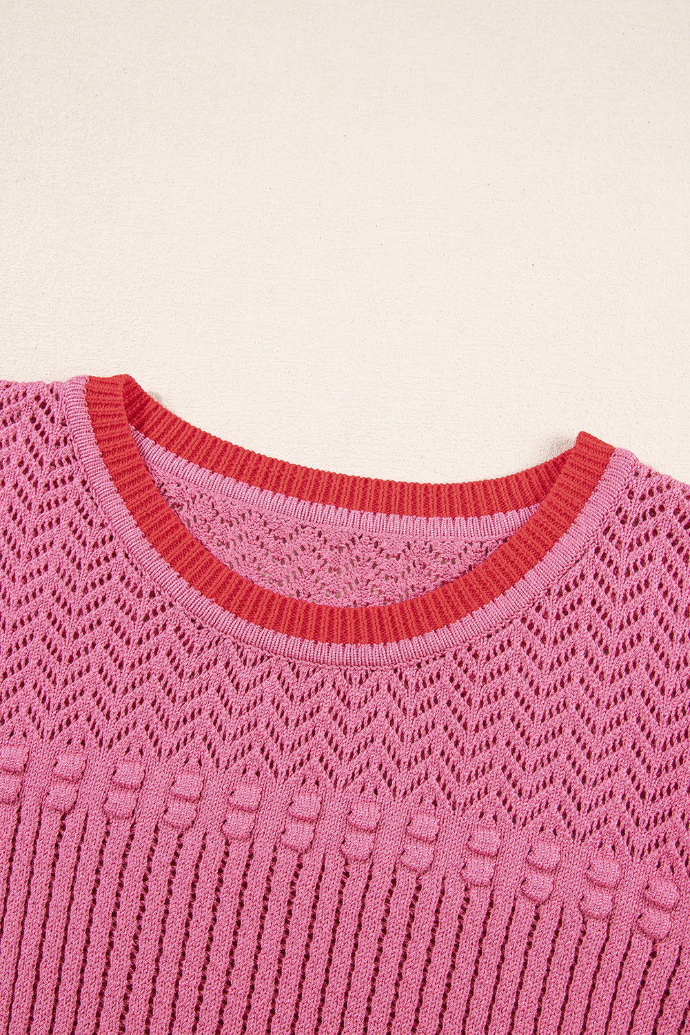 Women's Sweater with Size Short-Sleeve Trim Plus