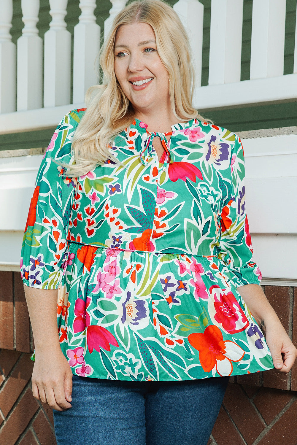 Blouse for Women Plus Size Peplum Split Neck