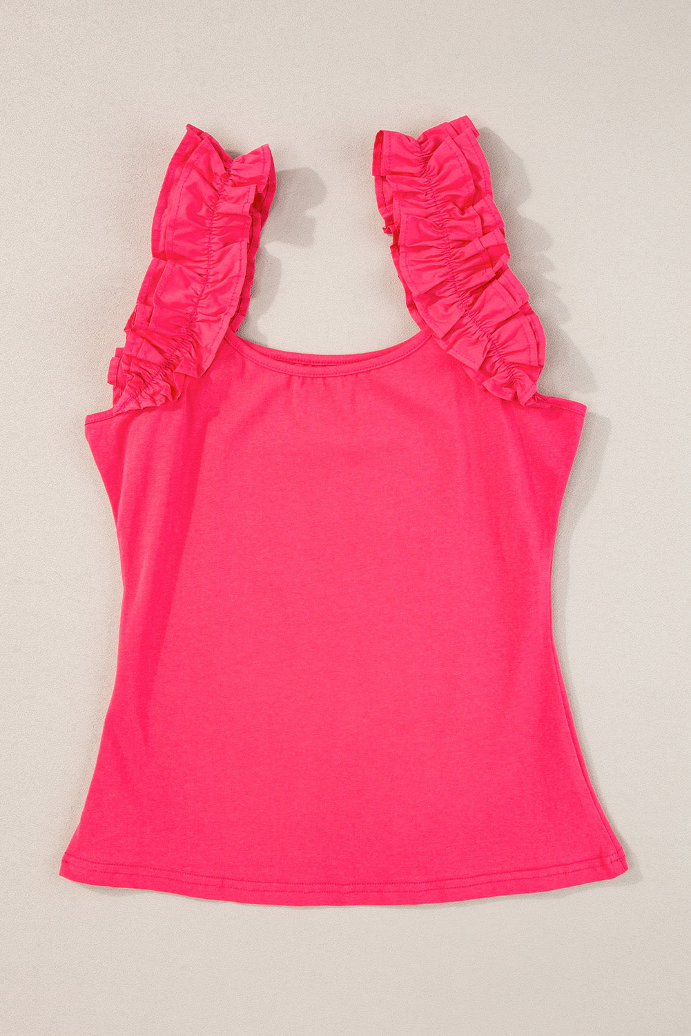 Women's Tank Top with Slim Ruffle-Trimmed Wide Straps