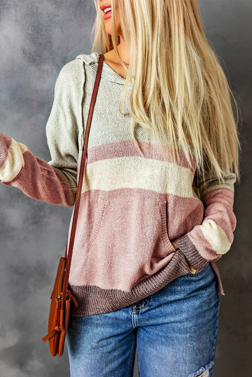 Women's Hooded Sweater Featuring Knitted Kangaroo