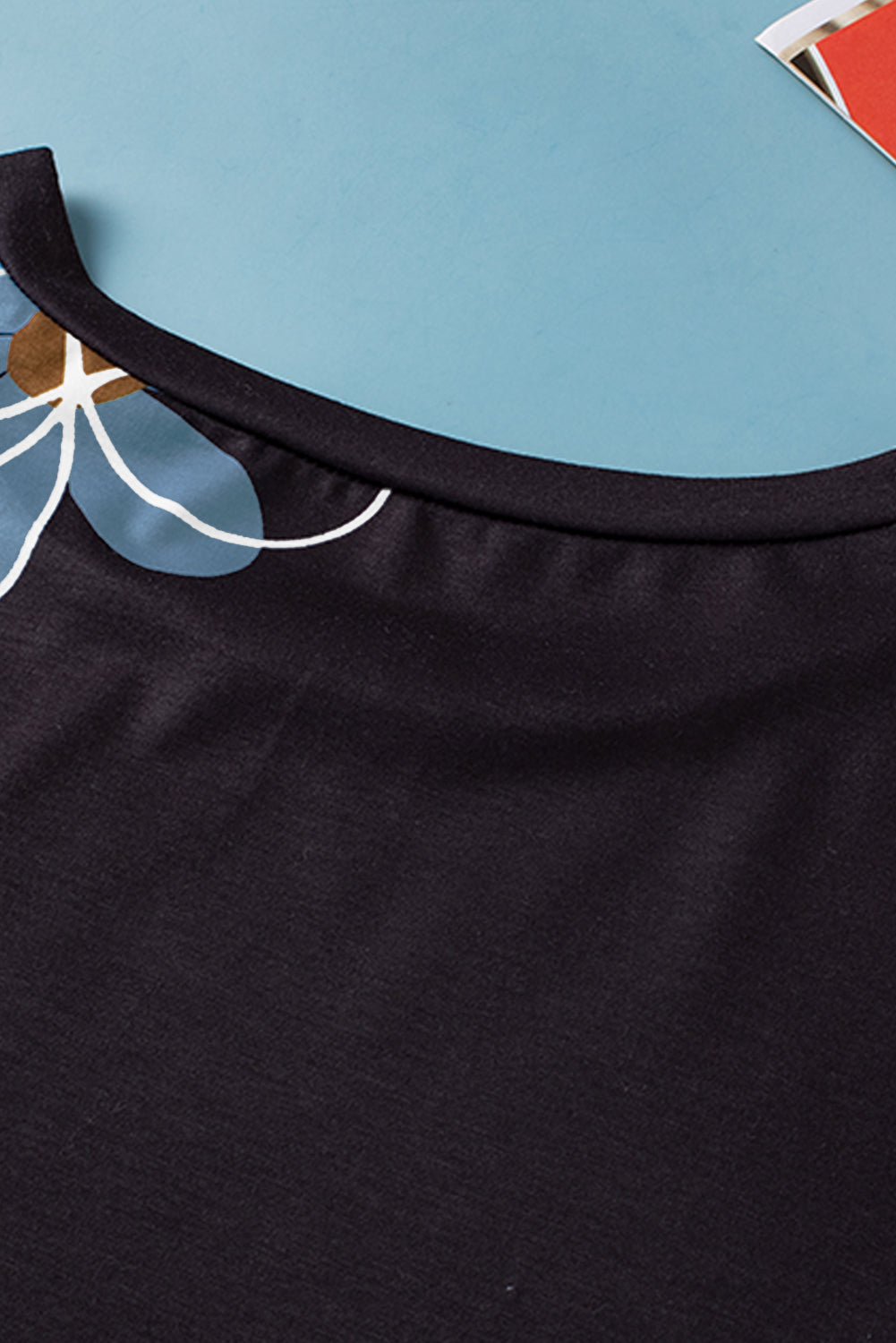 Women's Round Neck Flower Everyday T Shirt