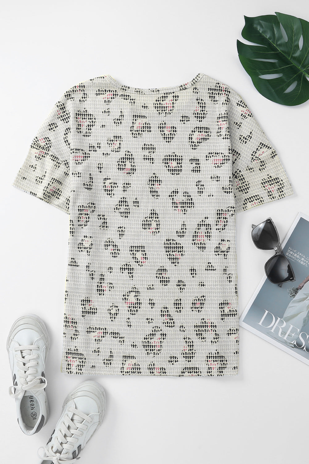 Women's Waffle Knitted Short-Sleeve Top