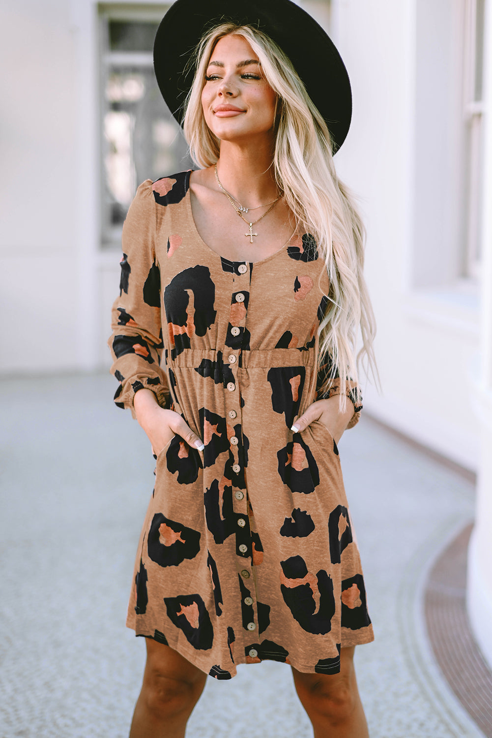 Women's Dress Featuring Front Bubble Sleeve Loose Knitted