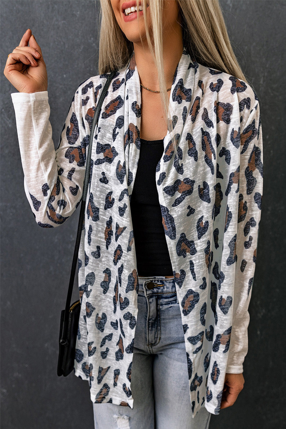 Cardigan for Women Print Open Vintage Leopard-Print