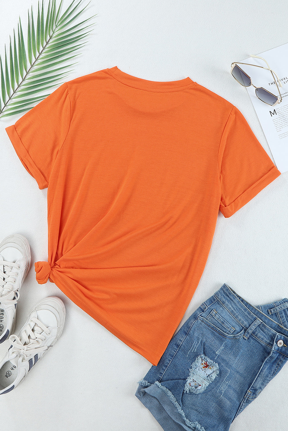 Tee for Women Crew Neck Solid Color