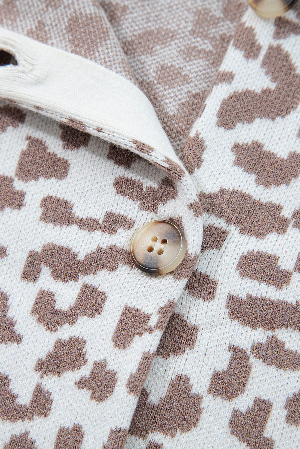 Chunky Leopard Drop-Shoulder Knit Cardigan Knit Top