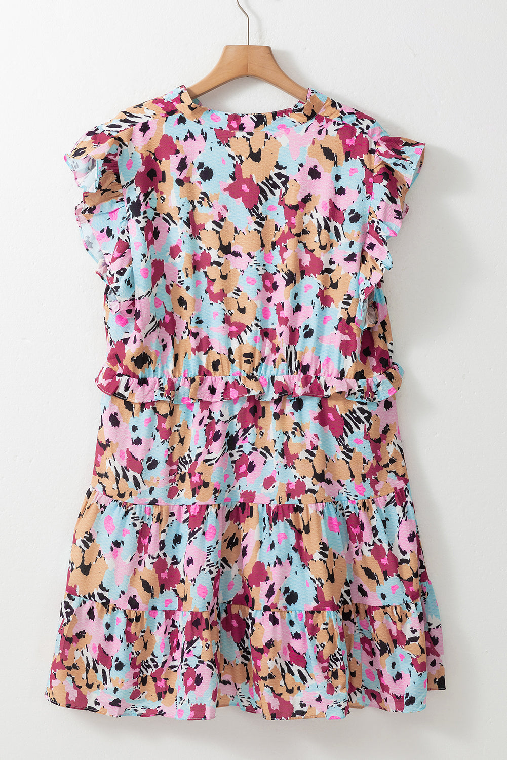 Women's Mini Dress with Floral-Print Ruffle-Trimmed Cap Sleeve Plus Size