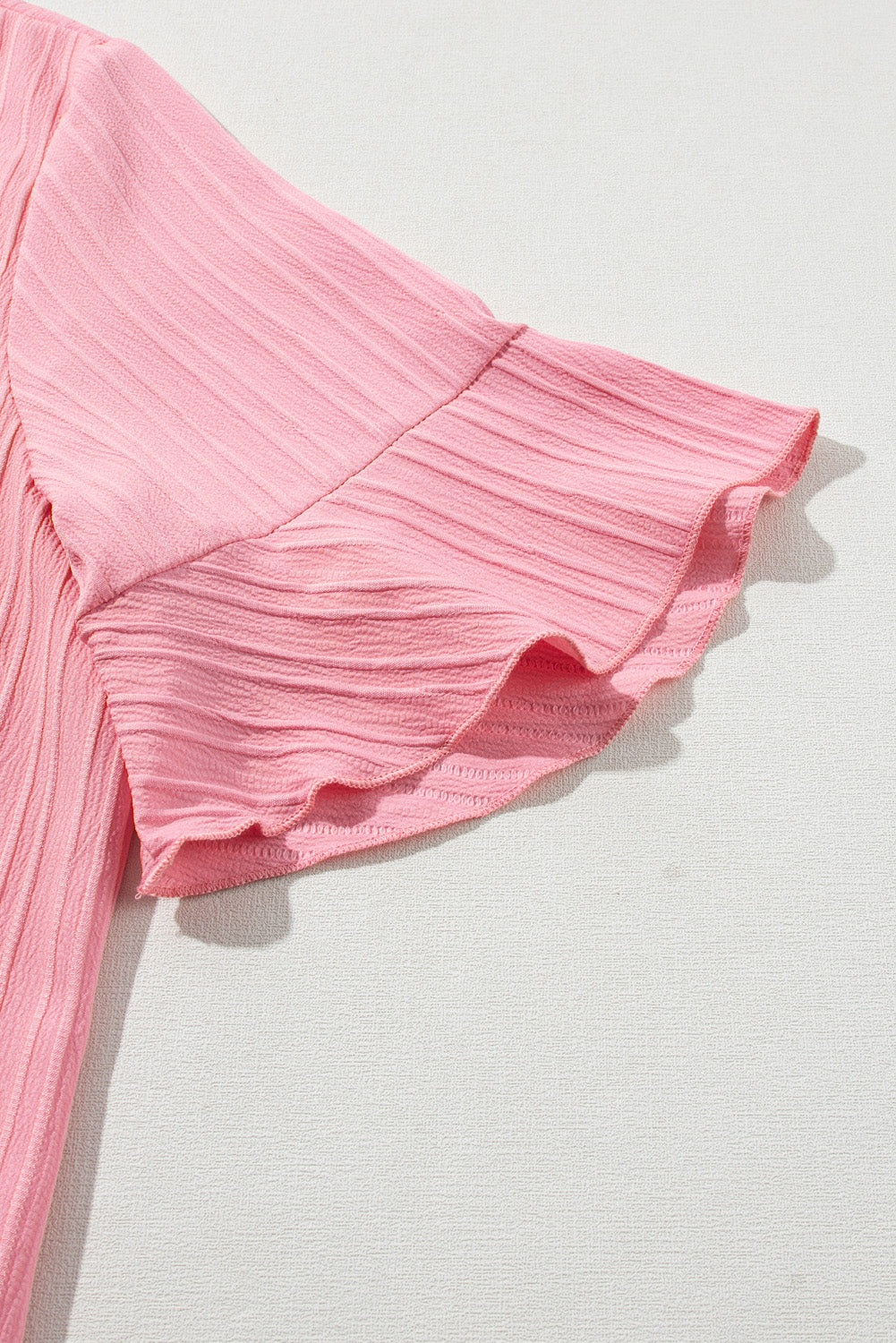 Women's Blouse Featuring Ruffle-Trimmed Half Sleeve Plus