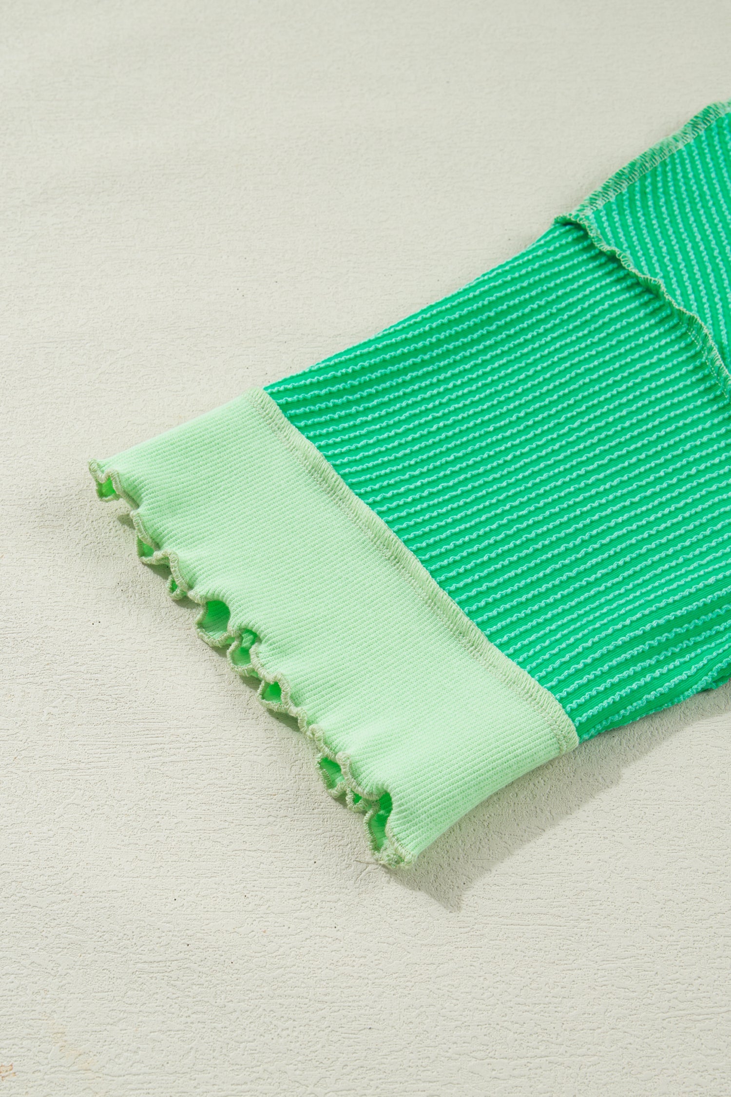Everyday Loose Mint Green Uneven Hem Twist Rib-Knit T Shirt
