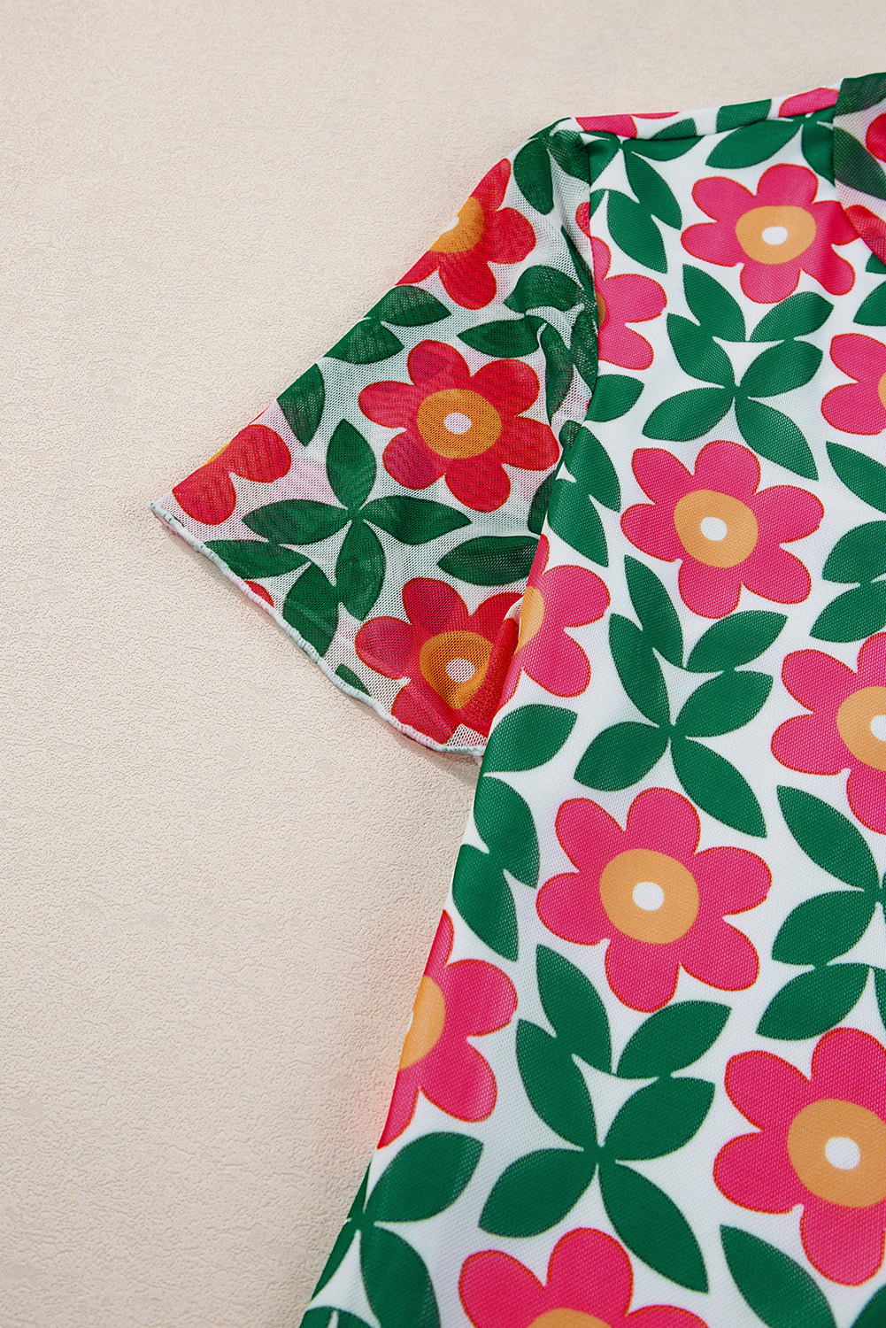 Women's T Shirt with Print Crew Neck Retro Floral-Print