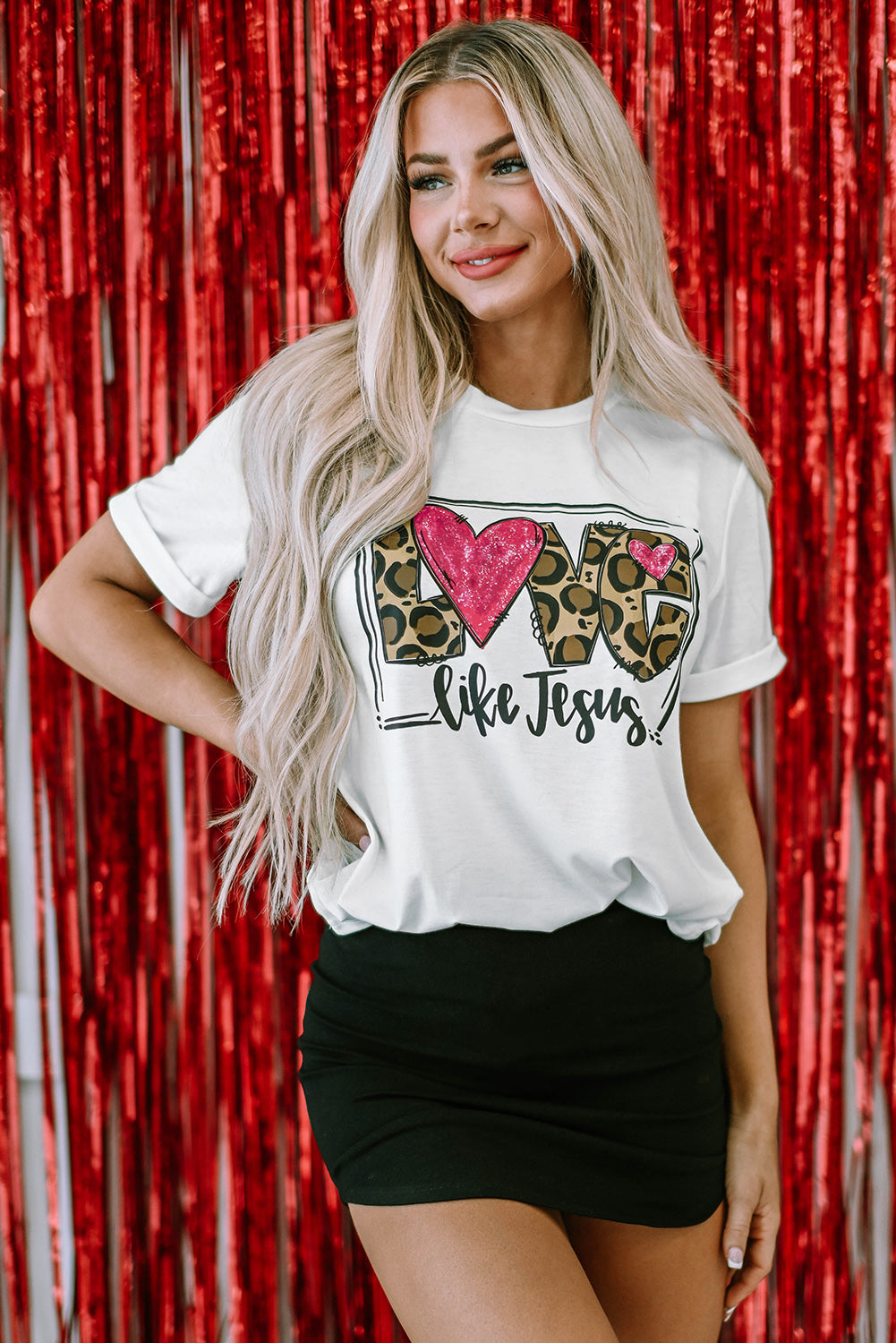 Women's Tee Featuring LOVE Like Jesus Graphic-Print Crew Neck