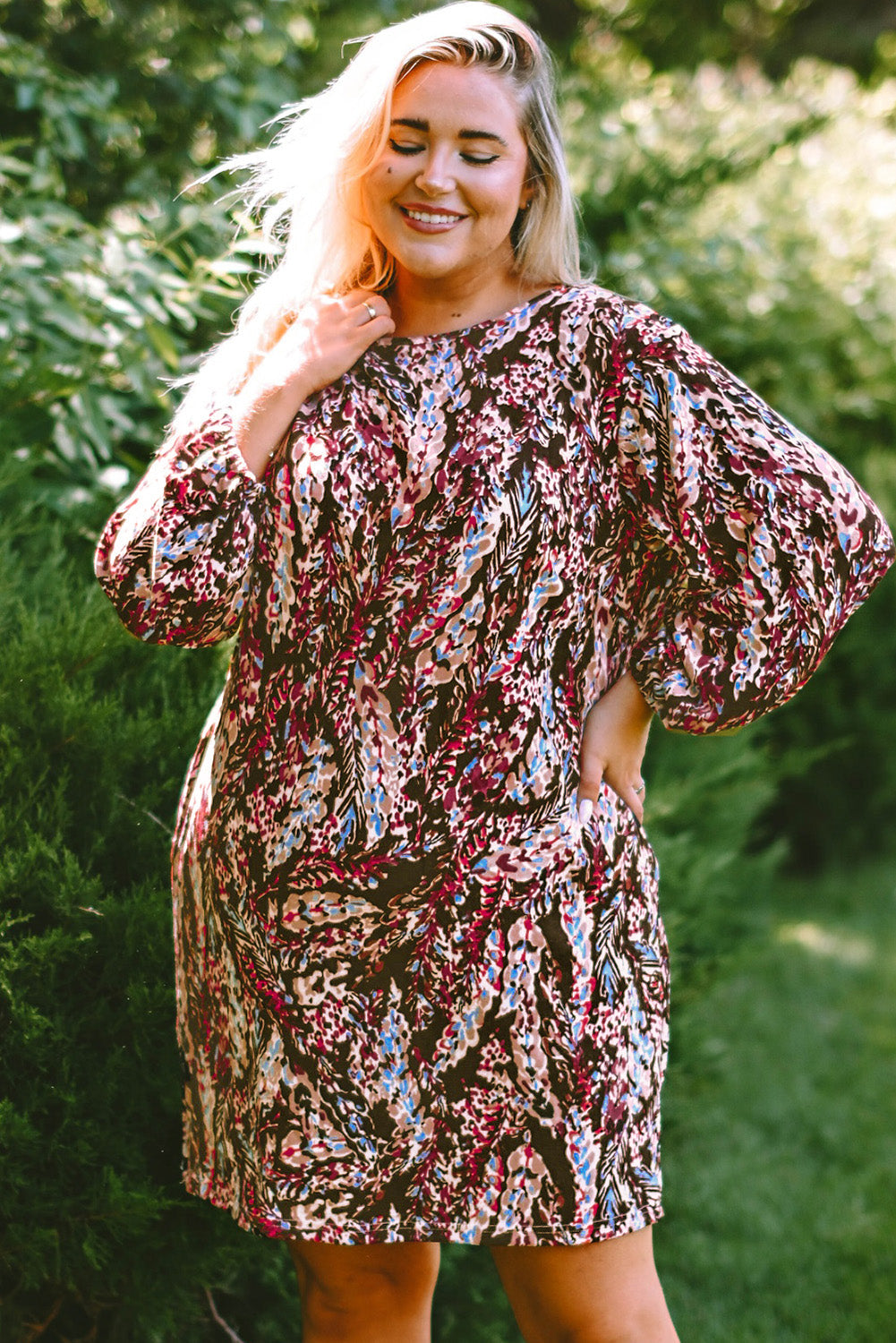 Women's Dresses with Plus Size Floral-Print Print Mini