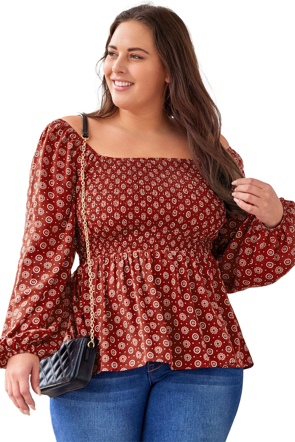Women's Peplum Plus Size Square Neck Blouse