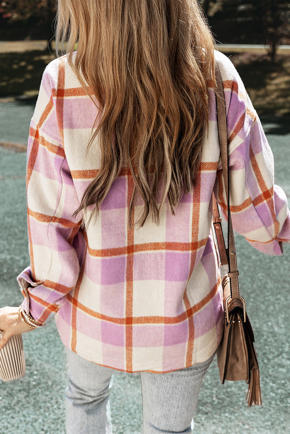 Women's Shacket Featuring Brushed Checked