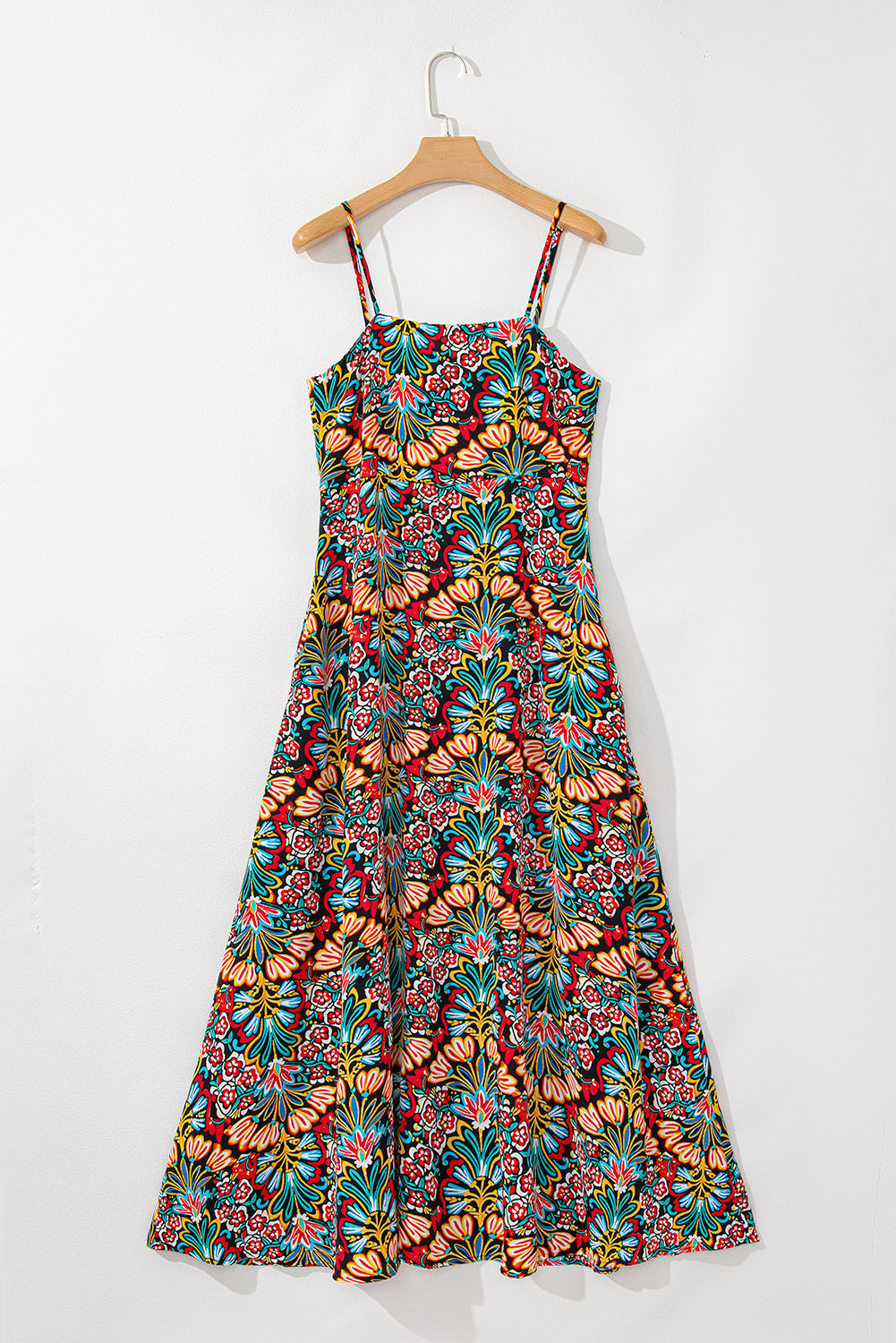 Boho Floral Print Thin Straps Maxi Dress