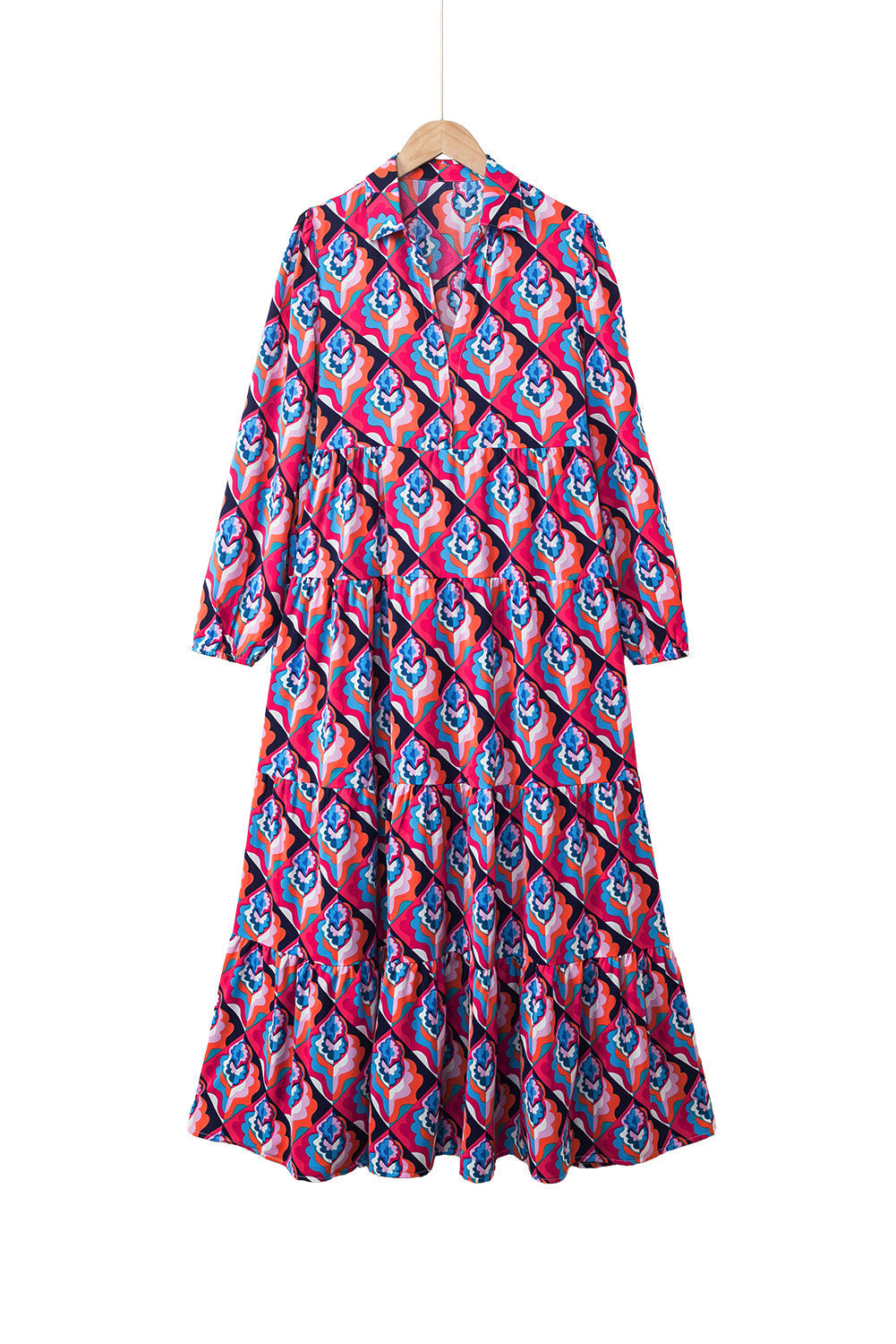 Women's High-Rise Geometric Long-Sleeve Dress