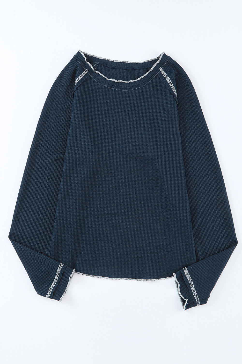 Women's Top with Textured Round Neck Long-Sleeve