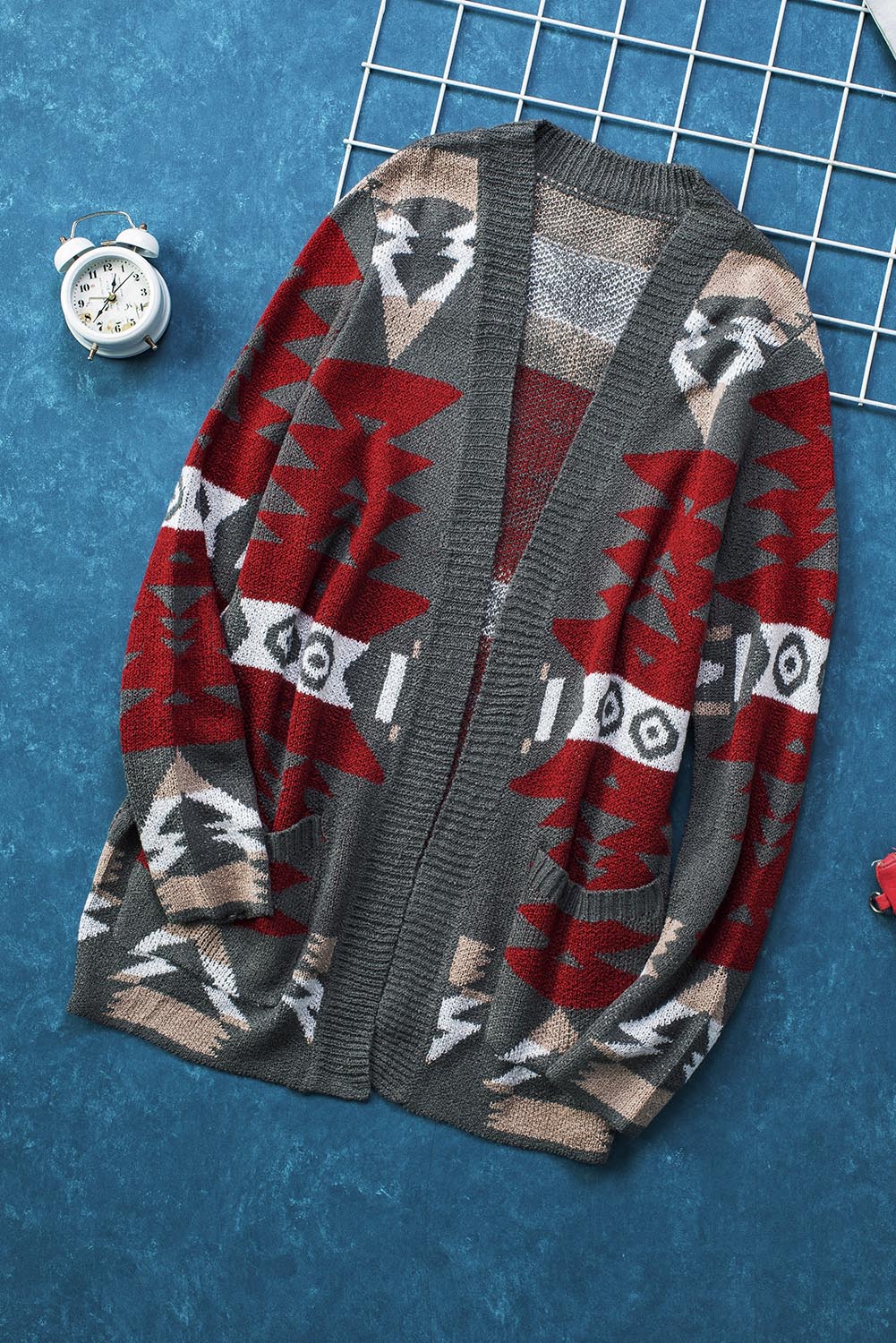 Women's Cardigan with Gray Moraga Aztec