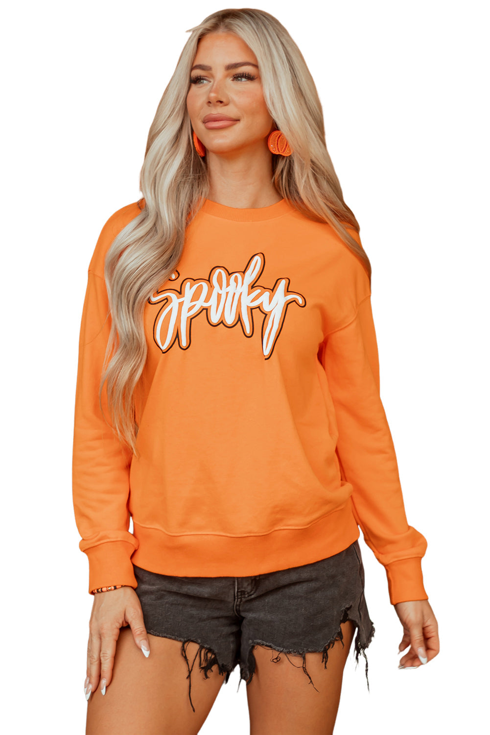 Spooky Graphic Halloween Crew-Neck Holiday Sweatshirt