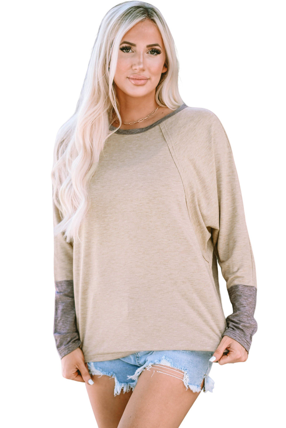 Women's Top with Cuffs Batwing Sleeve Loose