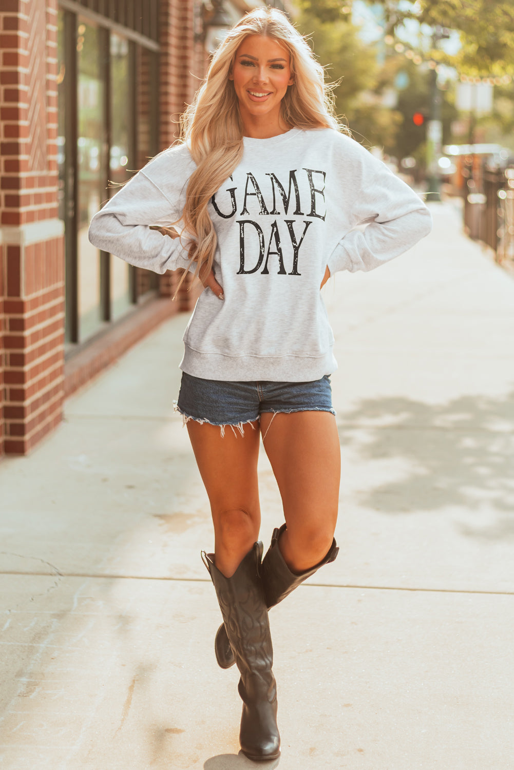 Washed GAME Retro GAME DAY Graphic Baggy Sweatshirt