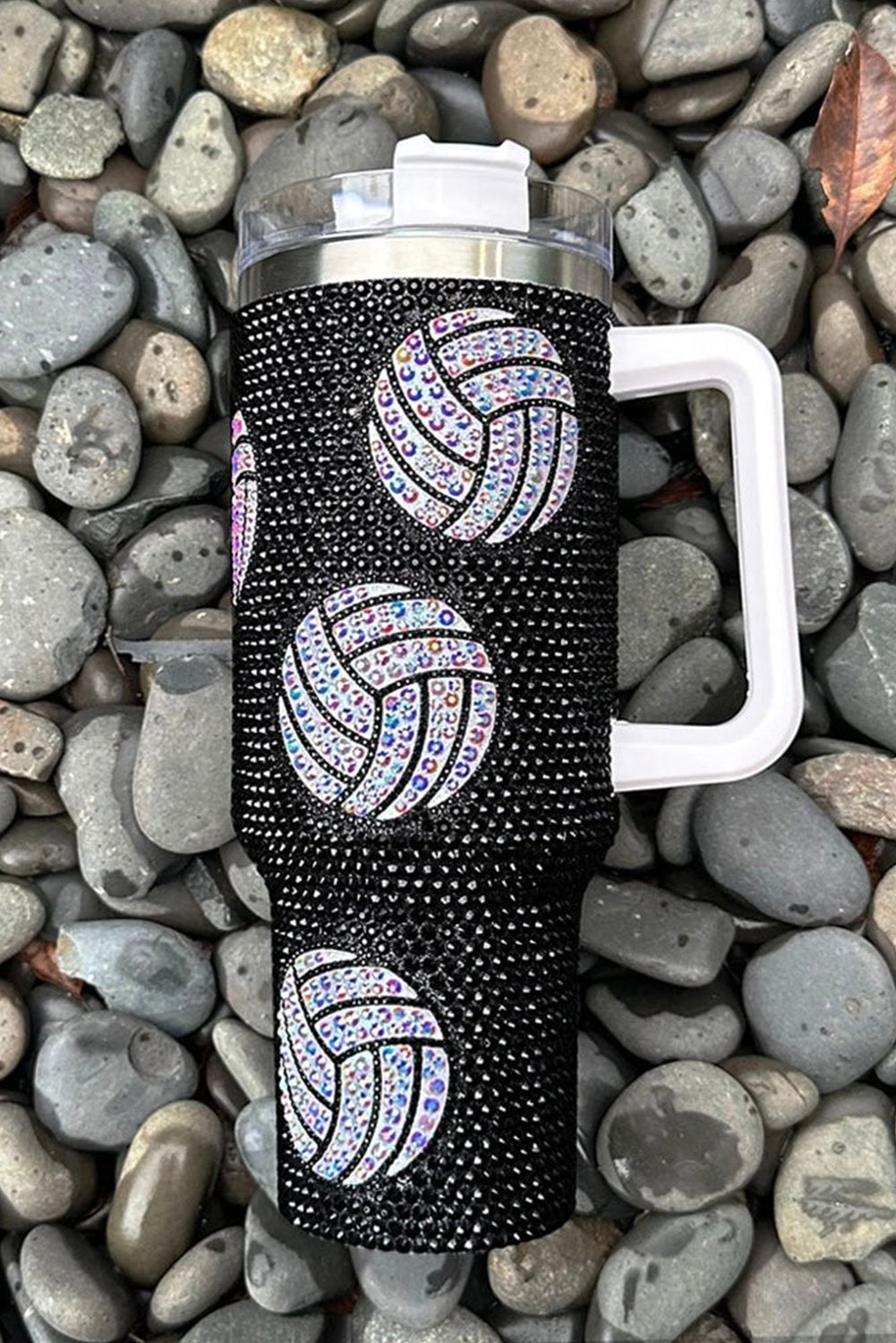 40 Volleyball Oz Rhinestone Tumbler with Handle
